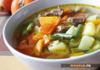 Вкусный суп с овощами на говяжьем бульоне